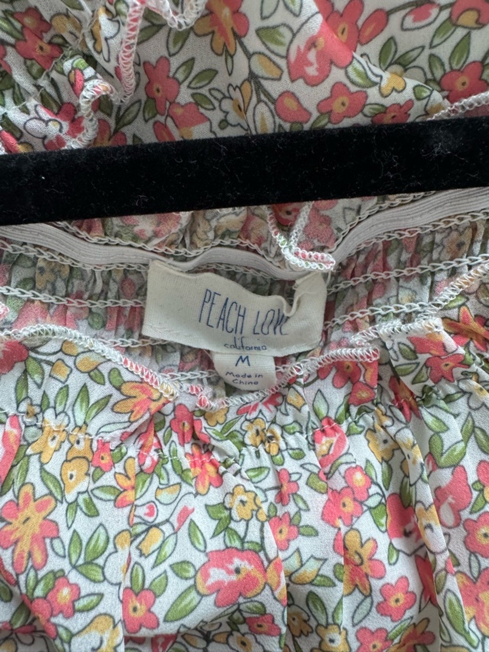 Peach Love California Pink and Green Floral Puff-Sleeve Sundress - Picture 3 of 3